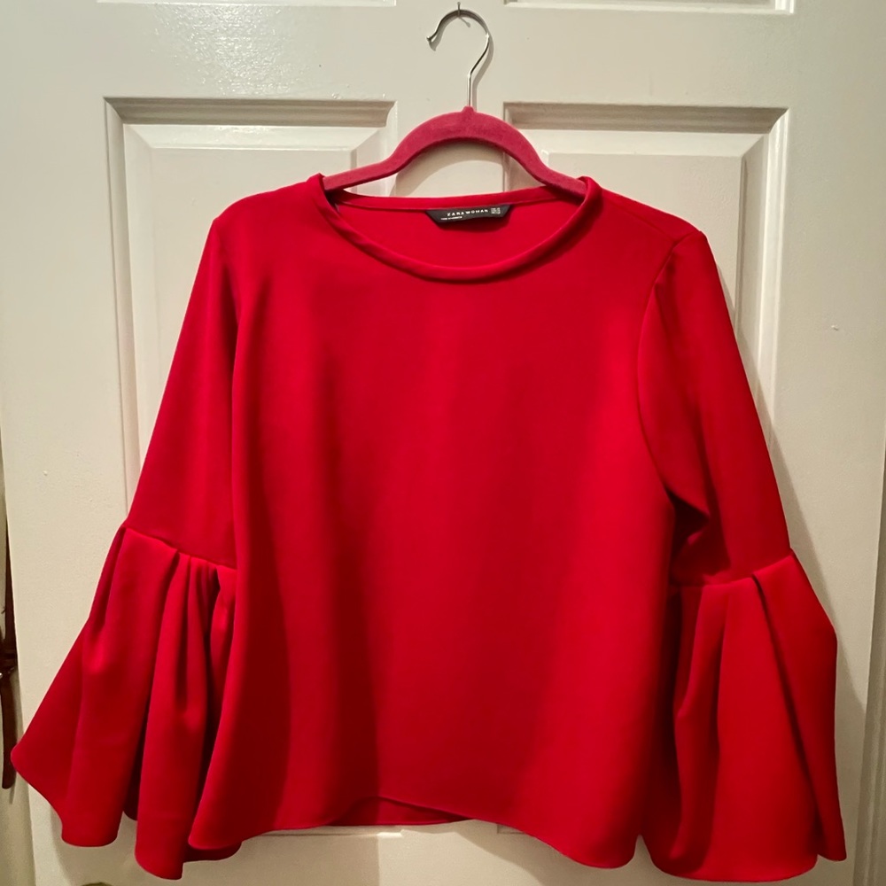 Zara Balloon sleeve Red top
